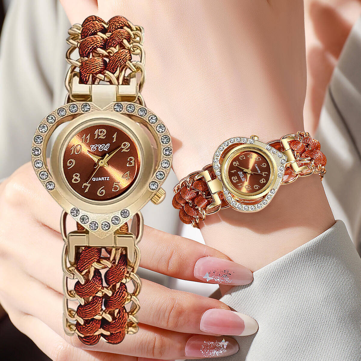 Open Heart Watch - Jam Tangan Wanita Dial Hati Berlian