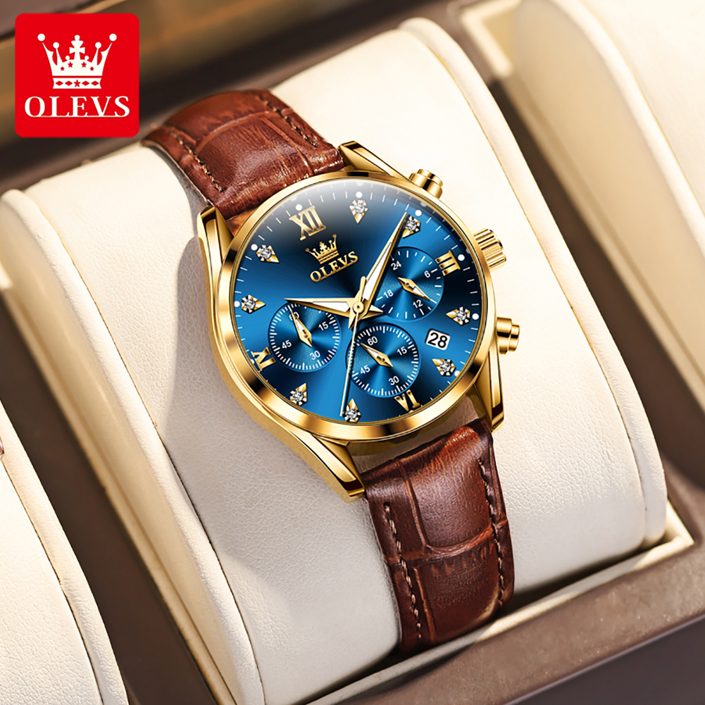 Luxury Watch Leather Strap - OLEVS jam tangan 5523 asli wanita,