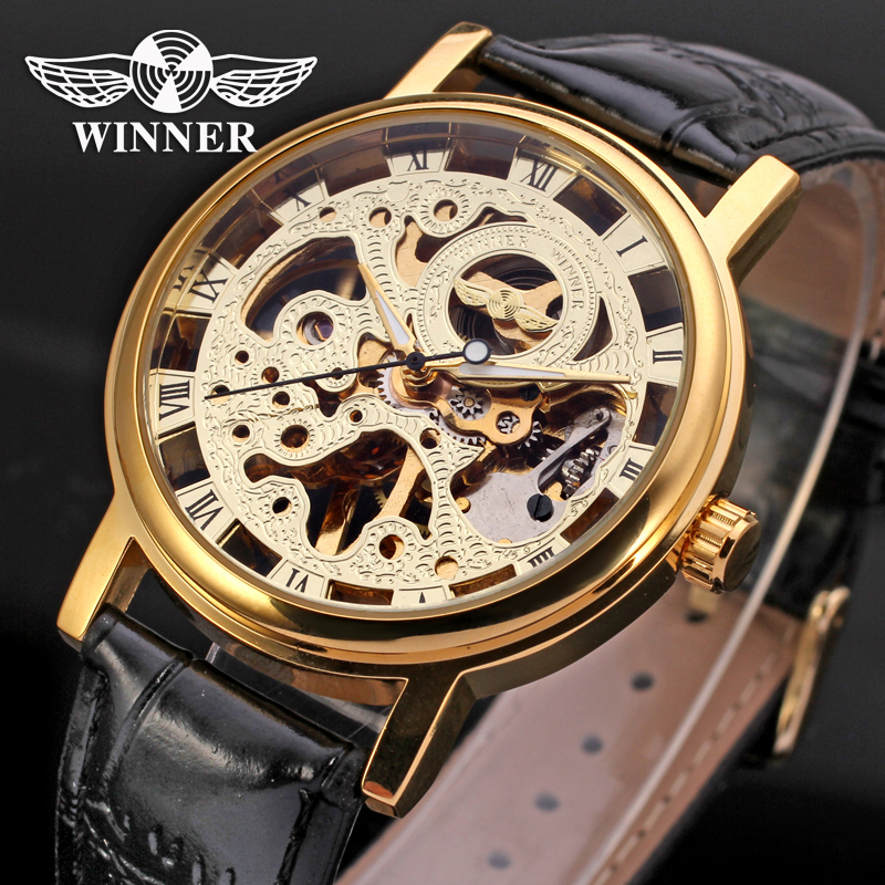 Luxury Watch Nice - Jam tangan kerangka emas pria, merek