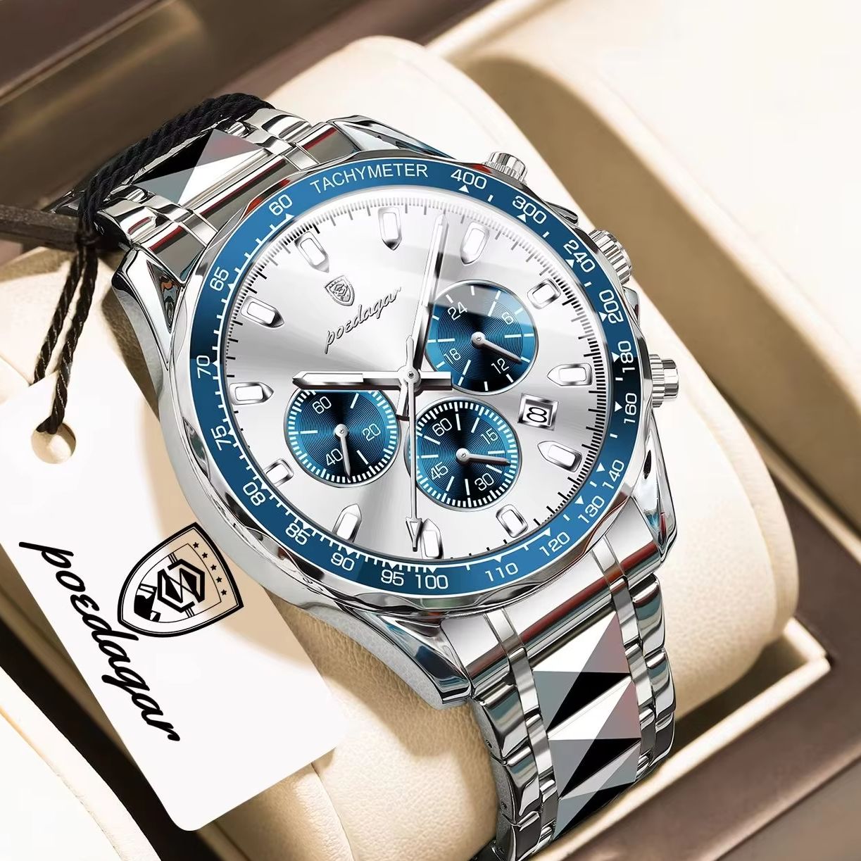 Jam Tangan Pria POEDAGAR Top B - Luxury Watch White ulasan dan harga