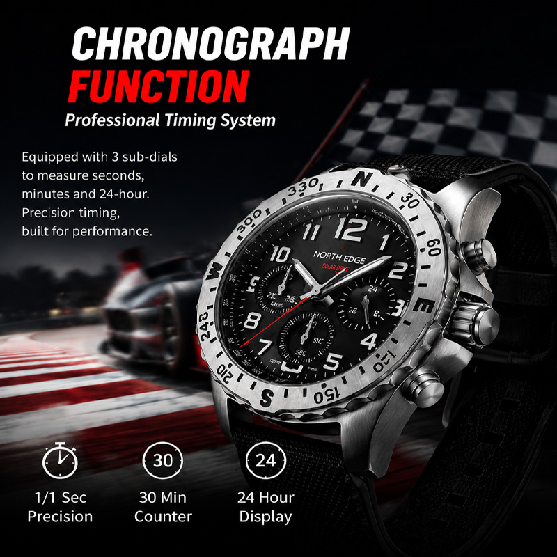 Jam Tangan Pria NORTH EDGE MAC - Chronograph Flyback Watch ulasan dan harga