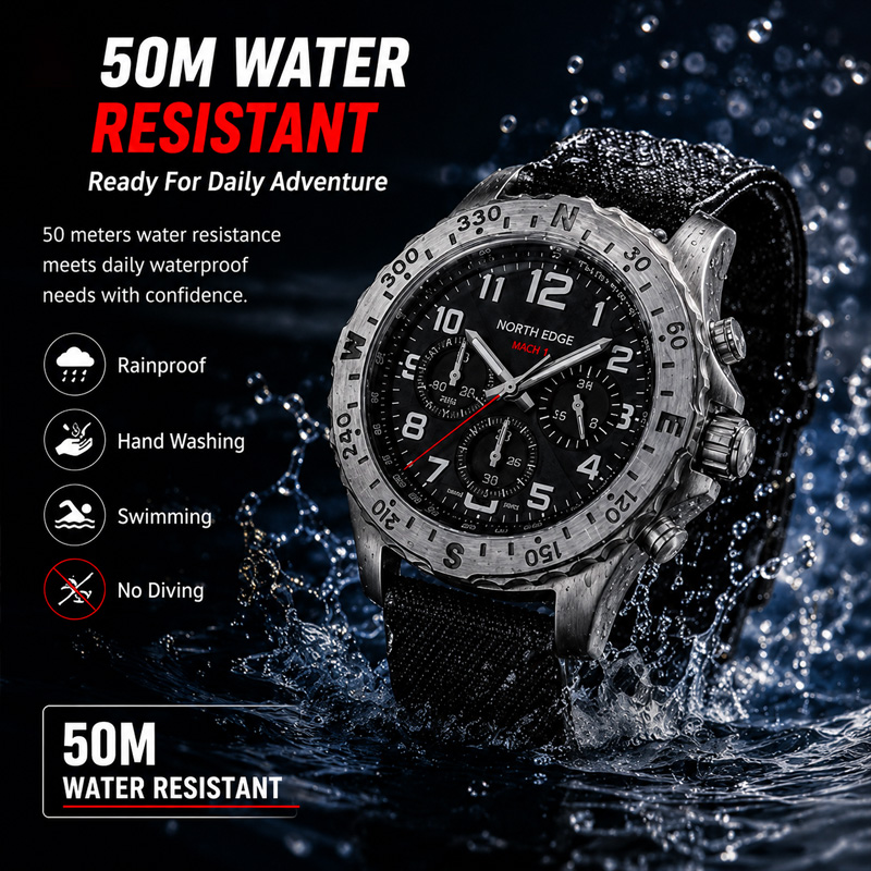 Jam Tangan Pria NORTH EDGE MAC - Chronograph Flyback Watch ulasan dan harga