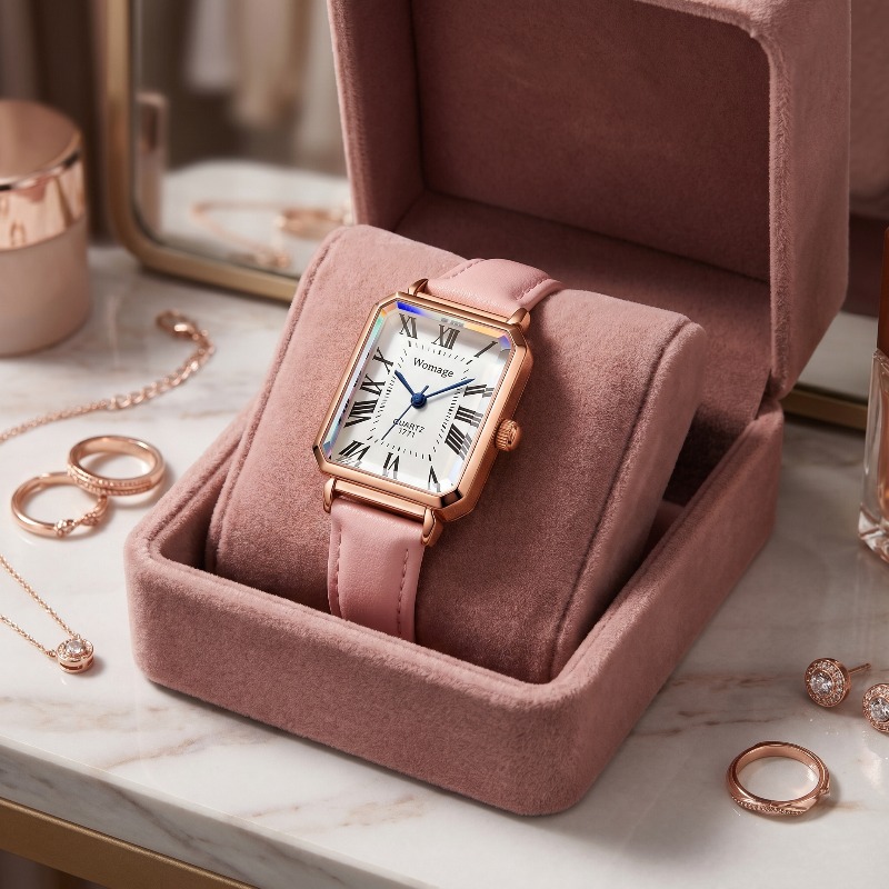 Jam Tangan Kuarsa Persegi Panj - Luxury Watch Leather Strap ulasan dan harga