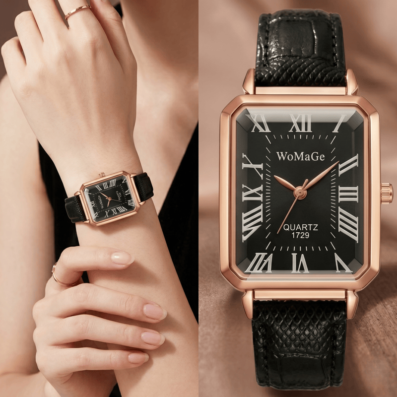 Jam Tangan Kuarsa Persegi Panj - Luxury Watch Leather Strap ulasan dan harga