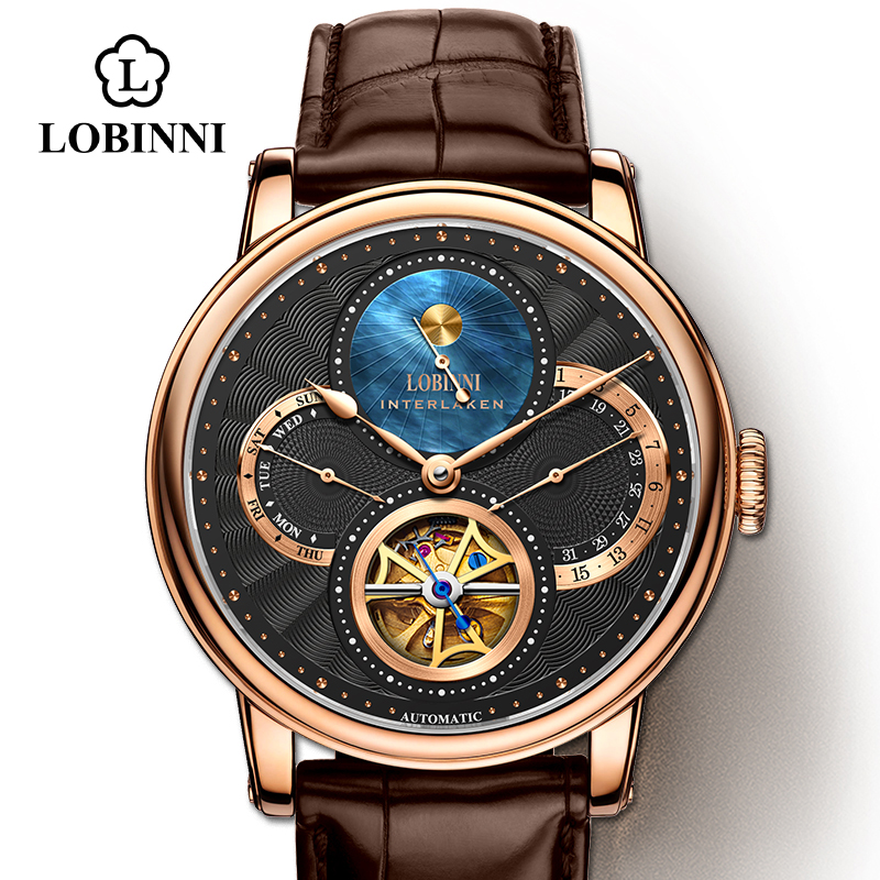 LOBINNI Pria Automatic Gold Ja - Chronograph Flyback Watch ulasan dan harga