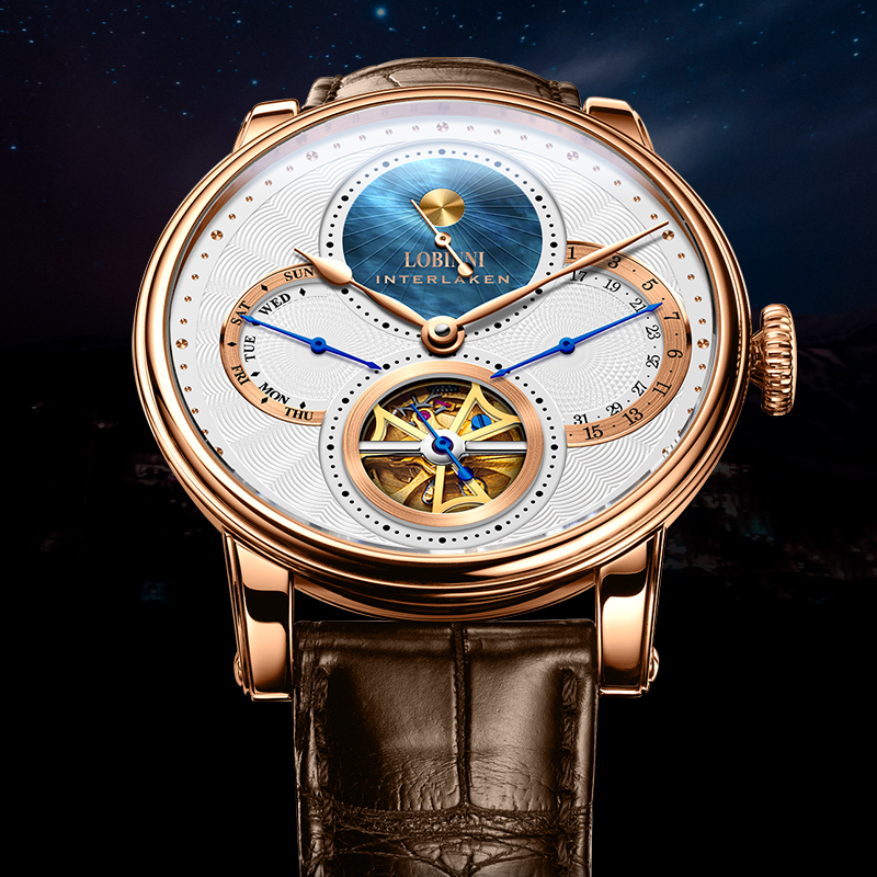 LOBINNI Pria Automatic Gold Ja - Chronograph Flyback Watch ulasan dan harga
